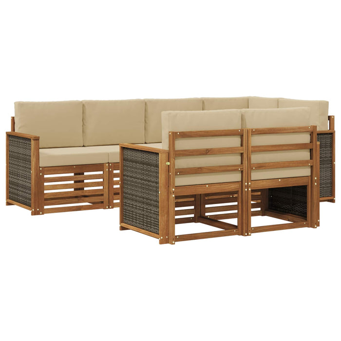Set canapea sectională cu pernă 6 pcs natural WALTI