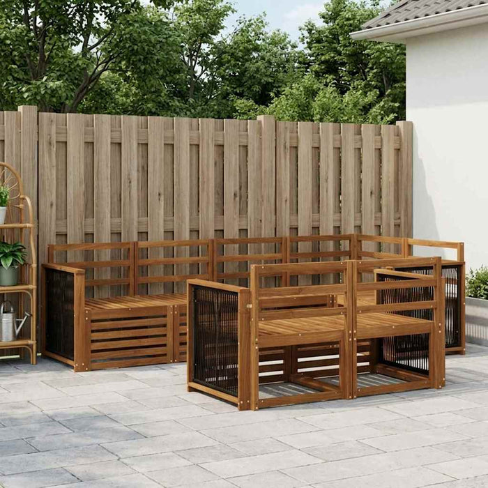 Set canapea sectională 6 pcs natural Lemn Solid de Acacia WALTI