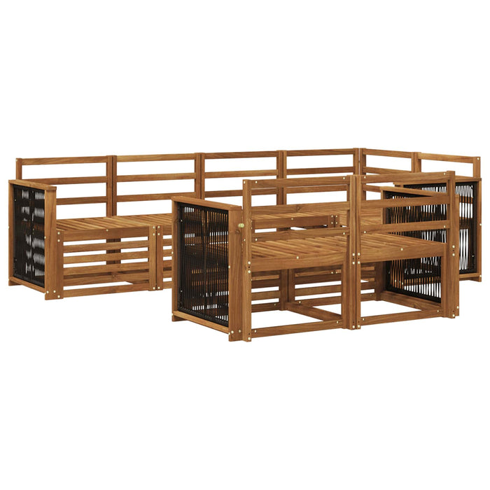 Set canapea sectională 6 pcs natural Lemn Solid de Acacia WALTI