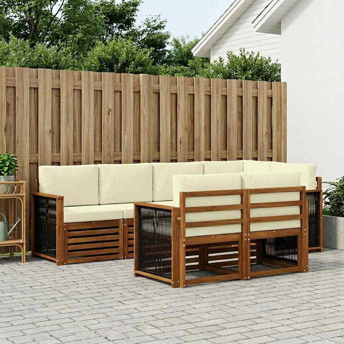 Set canapea sectională cu pernă 6 pcs Natural și Crem WALTI
