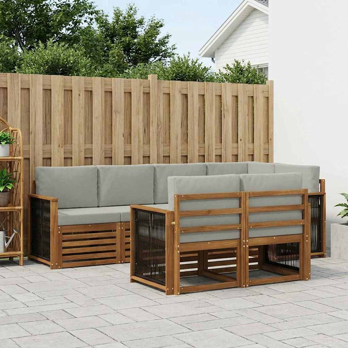 Set canapea sectională cu pernă 6 pcs Natural și gri deschis WALTI