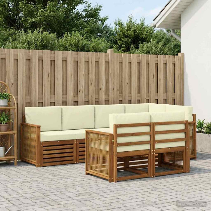 Set canapea sectională cu pernă 6 pcs Natural și Crem WALTI