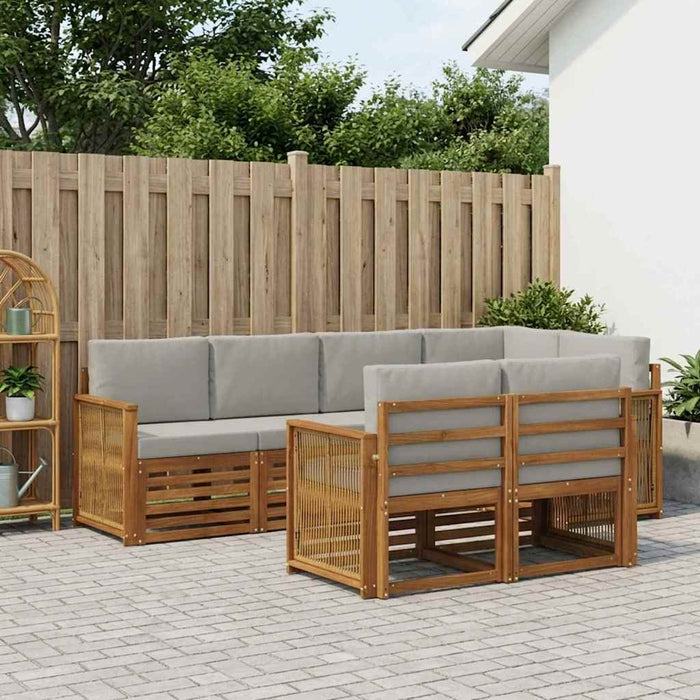 Set canapea sectională cu pernă 6 pcs Natural și gri deschis WALTI