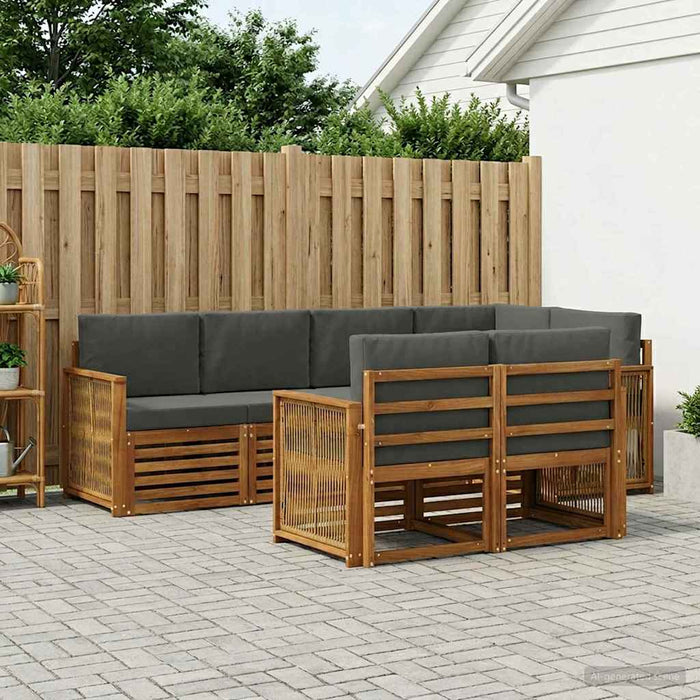 Set canapea sectională cu pernă 6 pcs Natural și Antracit WALTI