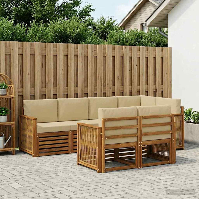 Set canapea sectională cu pernă 6 pcs natural WALTI