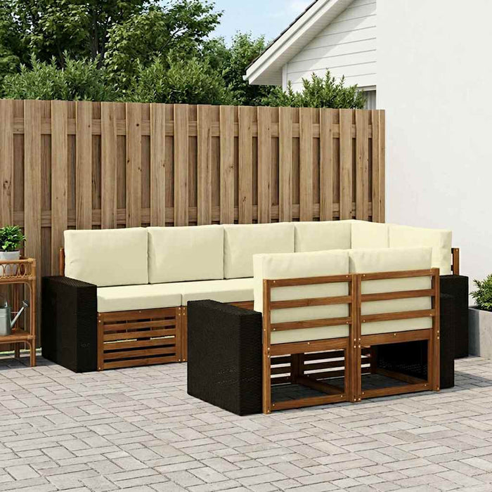Set canapea sectională cu pernă 7 pcs Natural și Crem WALTI