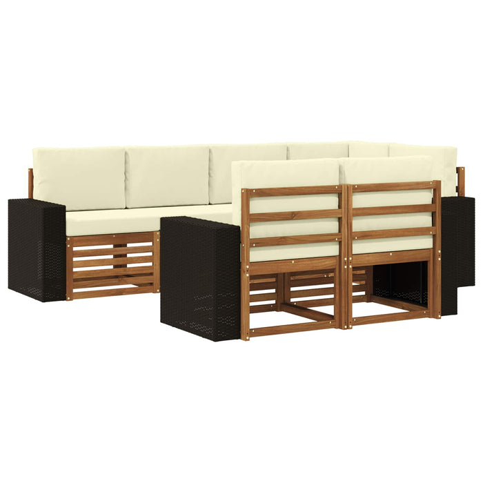 Set canapea sectională cu pernă 7 pcs Natural și Crem WALTI