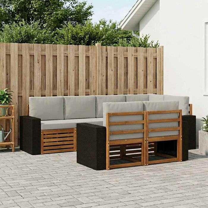 Set canapea sectională cu pernă 7 pcs Natural și gri deschis WALTI