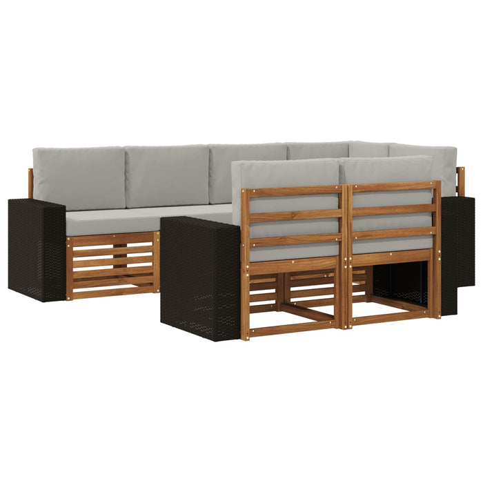 Set canapea sectională cu pernă 7 pcs Natural și gri deschis WALTI