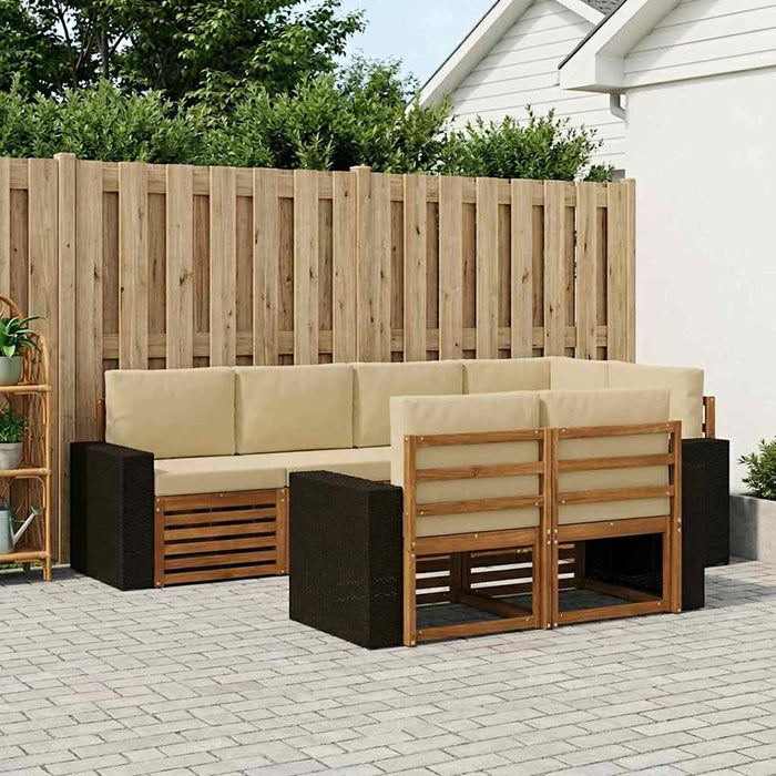 Set canapea sectională cu pernă 7 pcs Natural și Bej WALTI