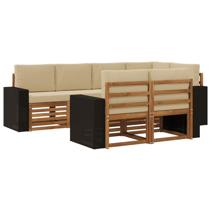 Set canapea sectională cu pernă 7 pcs Natural și Bej WALTI