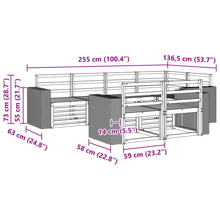Set canapea sectională 7 pcs natural WALTI