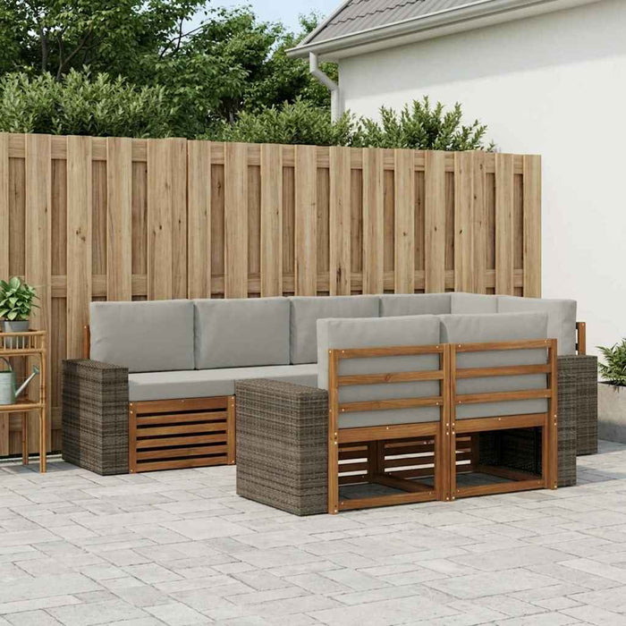 Set canapea sectională cu pernă 7 pcs Natural și gri deschis WALTI