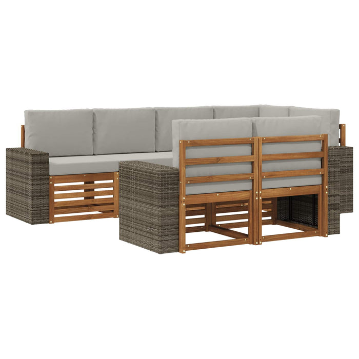 Set canapea sectională cu pernă 7 pcs Natural și gri deschis WALTI