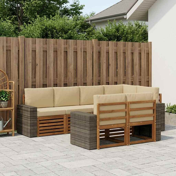 Set canapea sectională cu pernă 7 pcs Natural și Bej WALTI