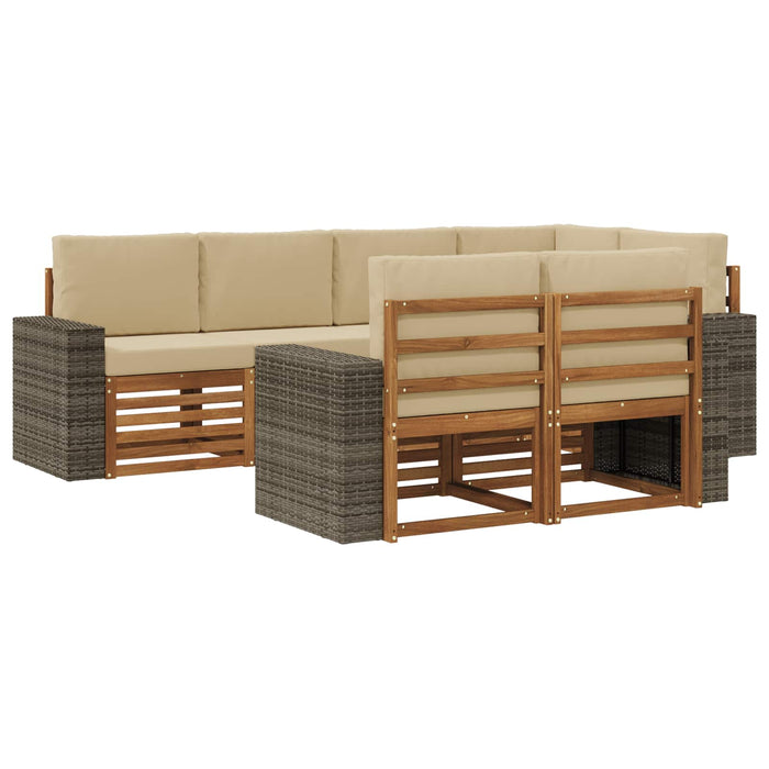 Set canapea sectională cu pernă 7 pcs Natural și Bej WALTI