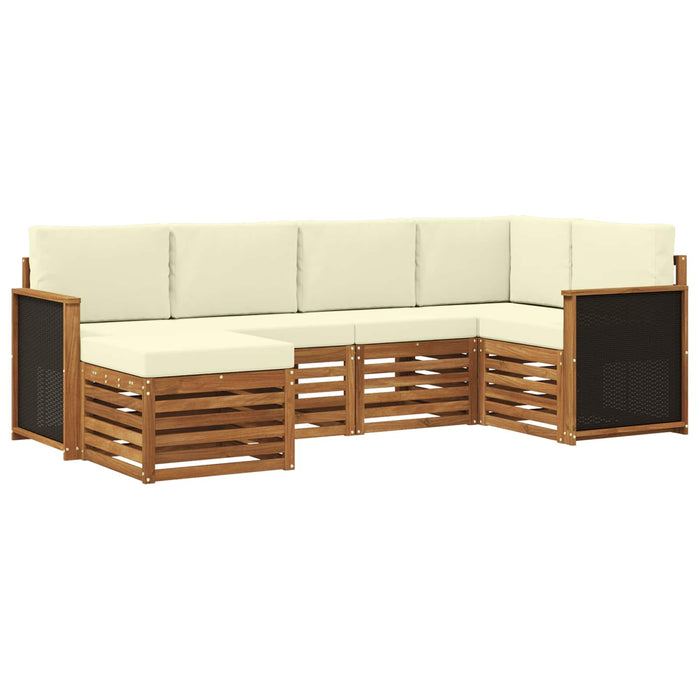 Set canapea sectională cu pernă 5 pcs Natural și Crem WALTI