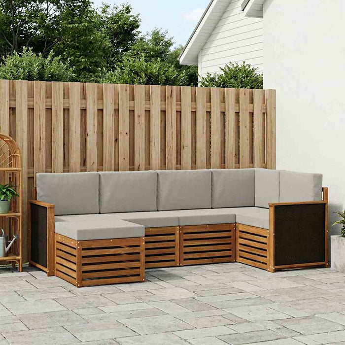 Set canapea sectională cu pernă 5 pcs Natural și gri deschis WALTI