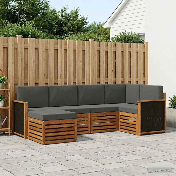 Set canapea sectională cu pernă 5 pcs Natural și Antracit WALTI