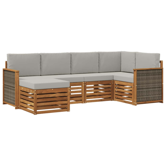 Set canapea sectională cu pernă 5 pcs Natural și gri deschis WALTI