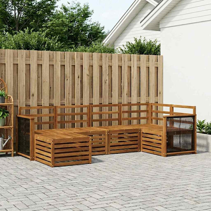 Set canapea sectională 5 pcs natural Lemn Solid de Acacia WALTI