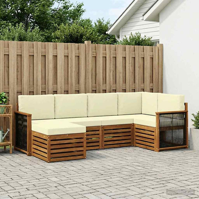 Set canapea sectională cu pernă 5 pcs Natural și Crem WALTI