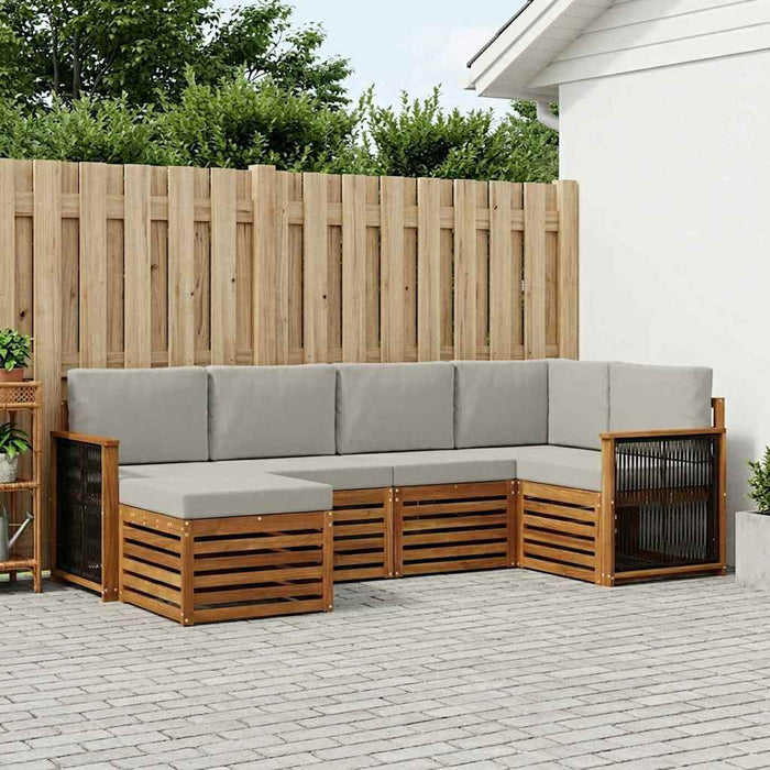 Set canapea sectională cu pernă 5 pcs Natural și gri deschis WALTI