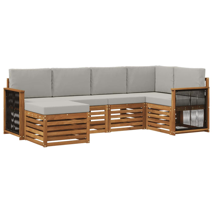 Set canapea sectională cu pernă 5 pcs Natural și gri deschis WALTI
