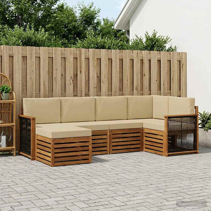 Set canapea sectională cu pernă 5 pcs natural WALTI