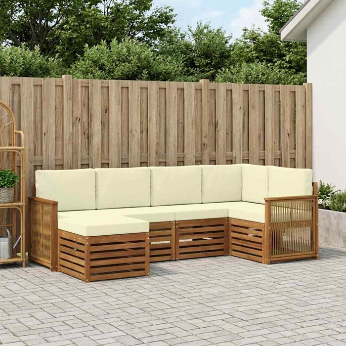 Set canapea sectională cu pernă 5 pcs Natural și Crem WALTI