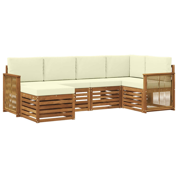 Set canapea sectională cu pernă 5 pcs Natural și Crem WALTI