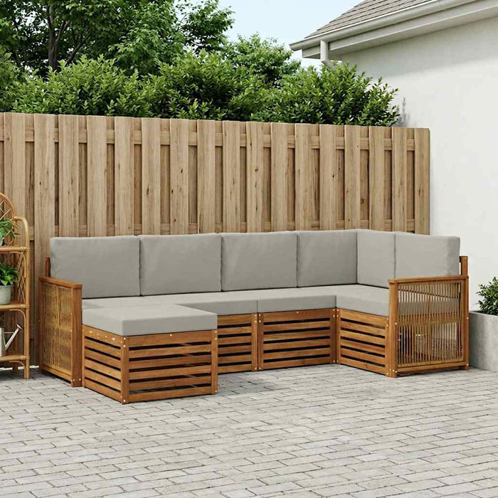 Set canapea sectională cu pernă 5 pcs Natural și gri deschis WALTI