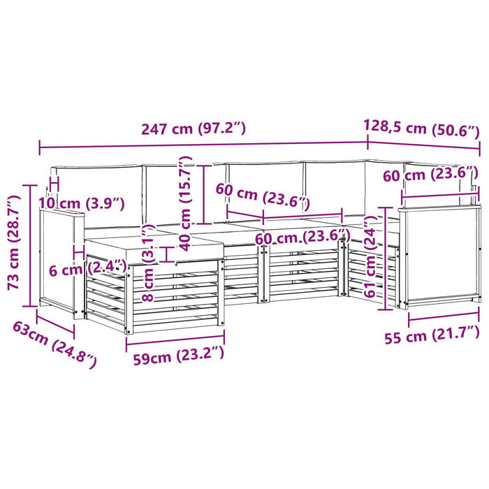 Set canapea sectională cu pernă 5 pcs Natural și Antracit WALTI