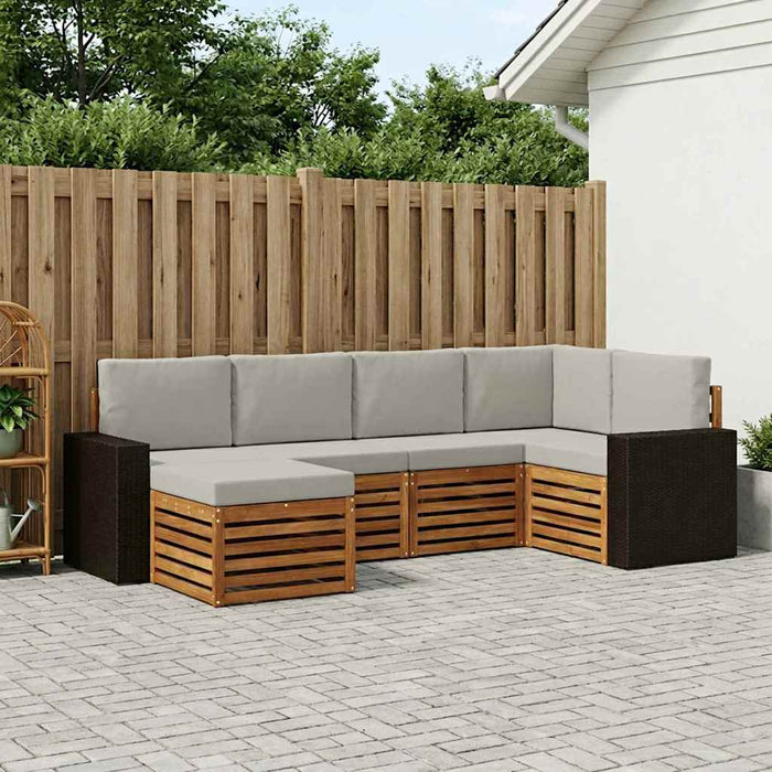 Set canapea sectională cu pernă 6 pcs Natural și gri deschis WALTI