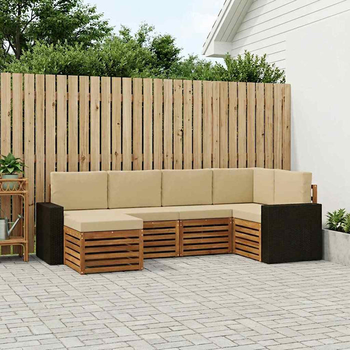 Set canapea sectională cu pernă 6 pcs Natural și Bej WALTI