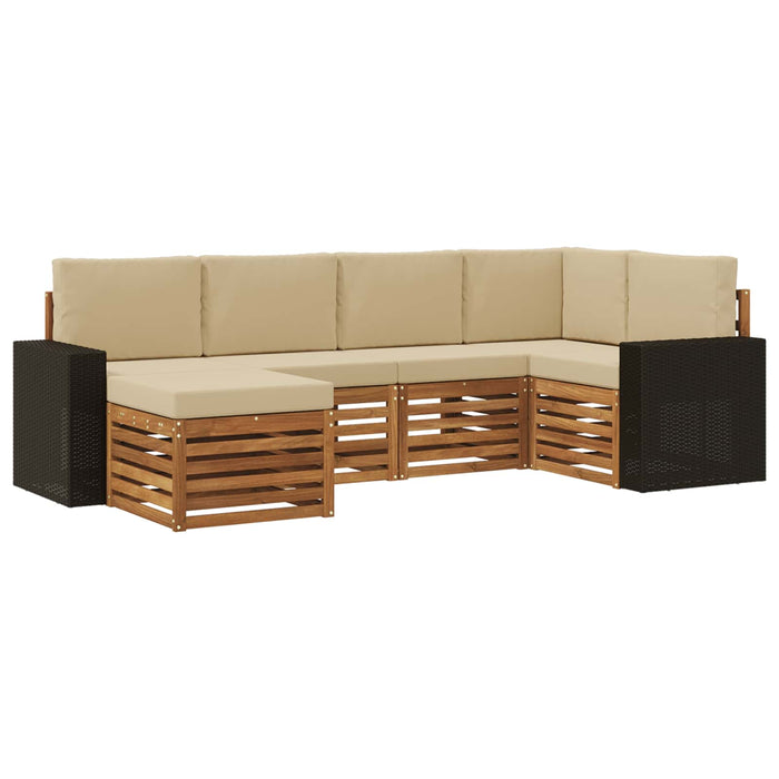 Set canapea sectională cu pernă 6 pcs Natural și Bej WALTI