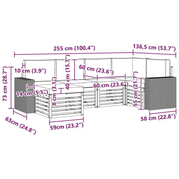 Set canapea sectională cu pernă 6 pcs Natural și Bej WALTI