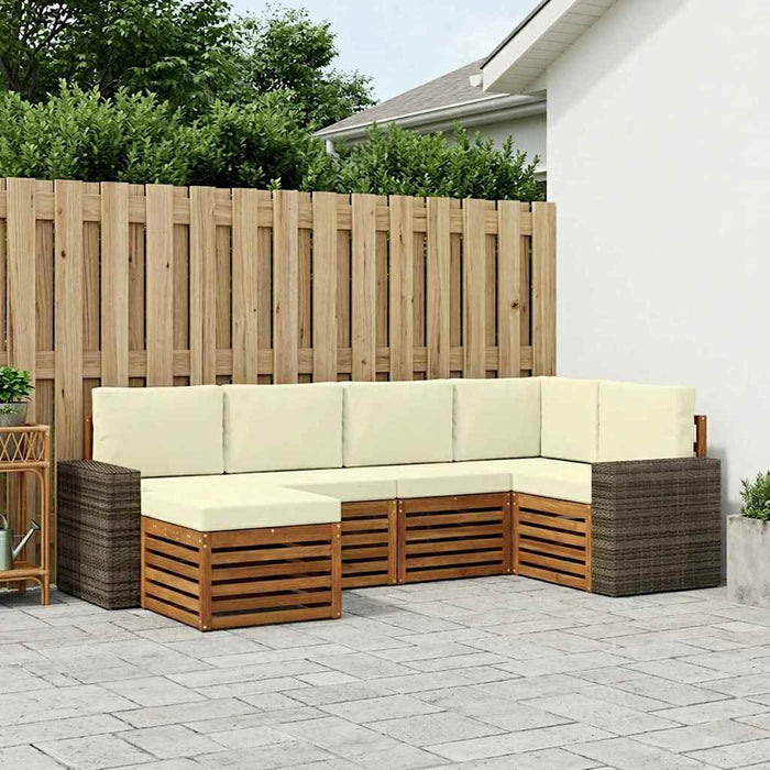 Set canapea sectională cu pernă 6 pcs Natural și Crem WALTI