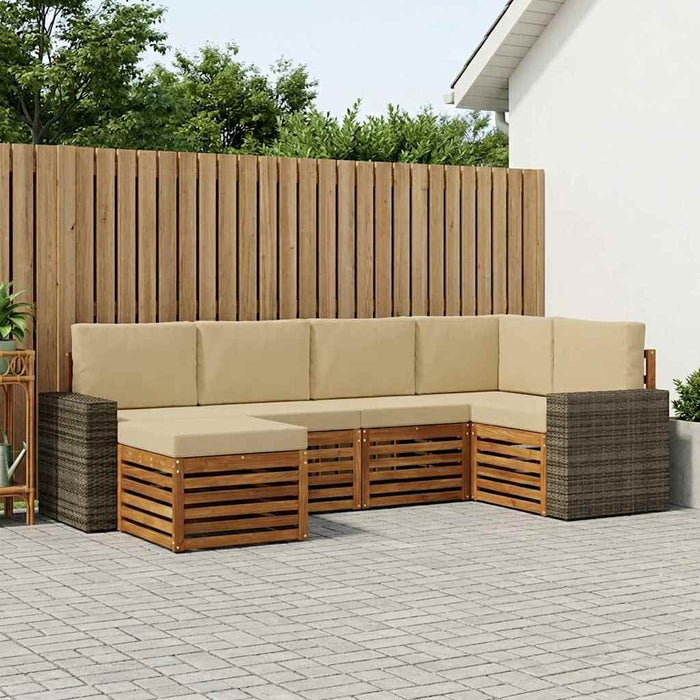Set canapea sectională cu pernă 6 pcs Natural și Bej WALTI