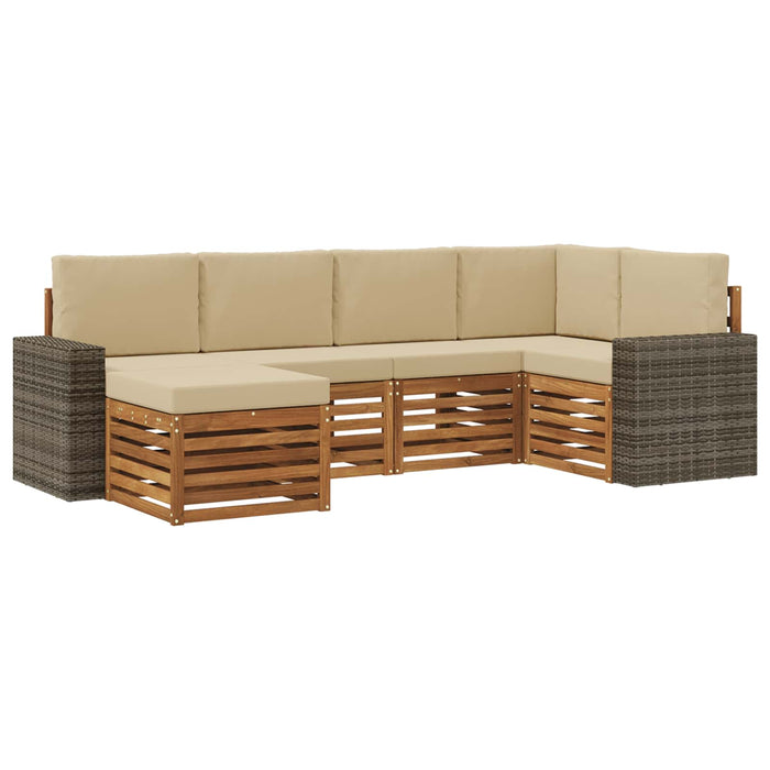 Set canapea sectională cu pernă 6 pcs Natural și Bej WALTI