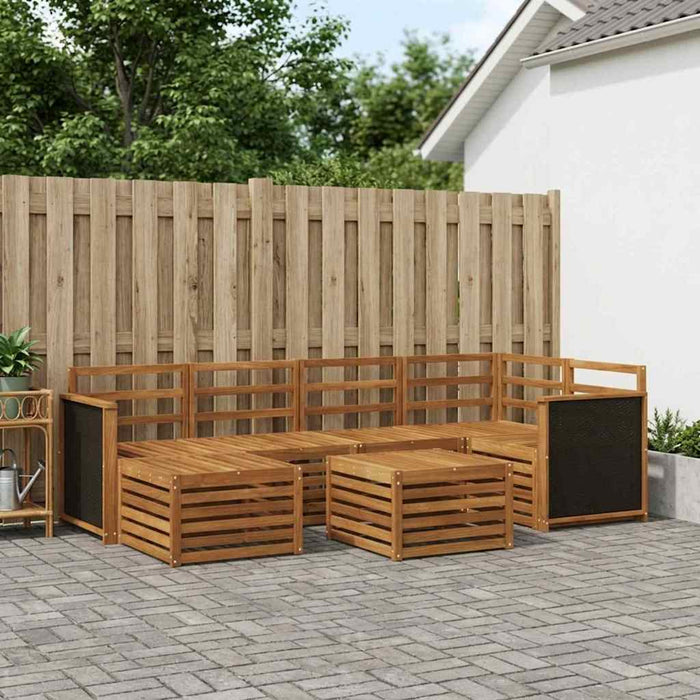 Set canapea sectională 6 pcs natural Lemn Solid de Acacia WALTI