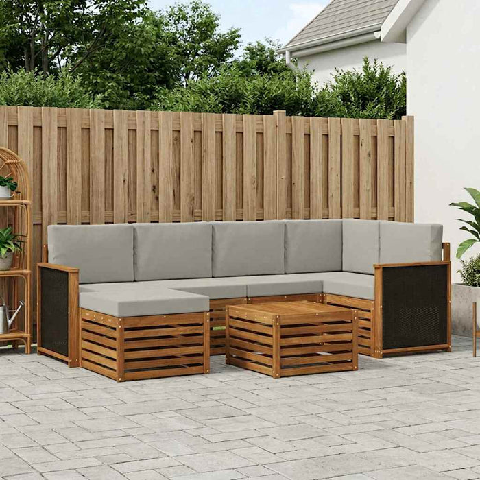 Set canapea sectională cu pernă 6 pcs Natural și gri deschis WALTI