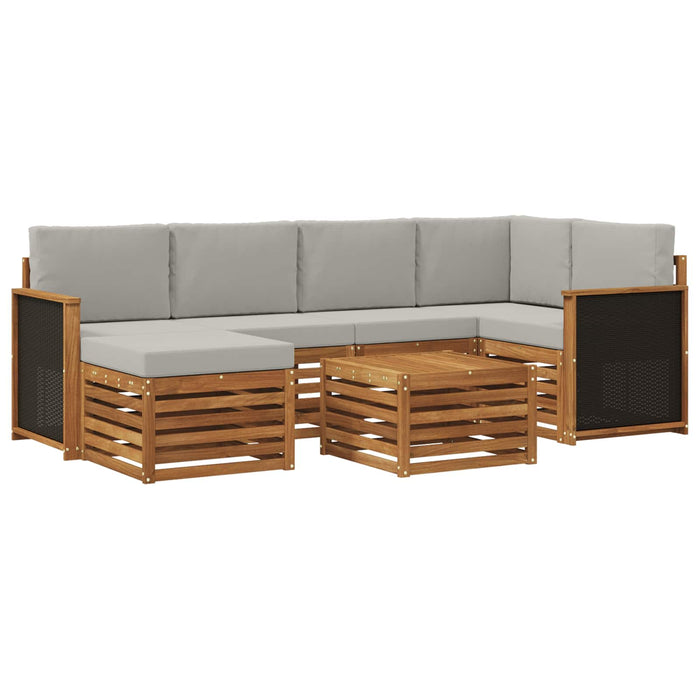 Set canapea sectională cu pernă 6 pcs Natural și gri deschis WALTI