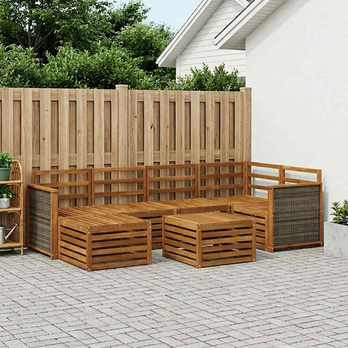 Set canapea sectională 6 pcs natural Lemn Solid de Acacia WALTI