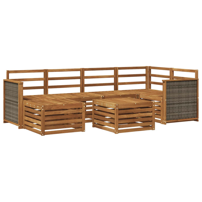 Set canapea sectională 6 pcs natural Lemn Solid de Acacia WALTI