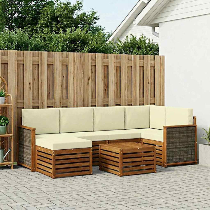 Set canapea sectională cu pernă 6 pcs Natural și Crem WALTI