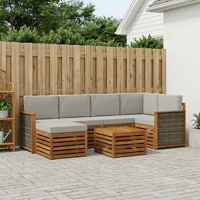 Set canapea sectională cu pernă 6 pcs Natural și gri deschis WALTI