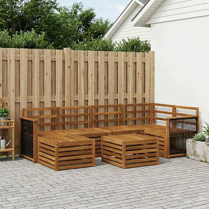 Set canapea sectională 6 pcs natural Lemn Solid de Acacia WALTI