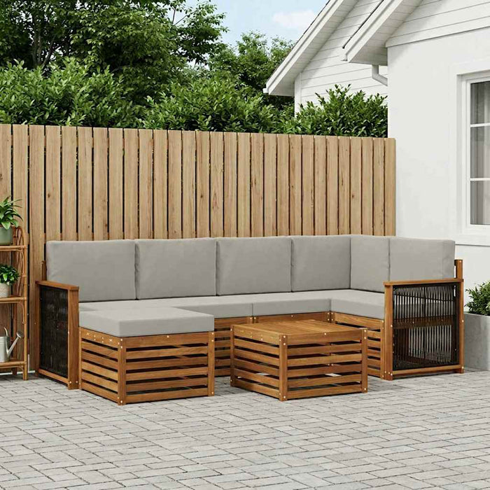 Set canapea sectională cu pernă 6 pcs Natural și gri deschis WALTI