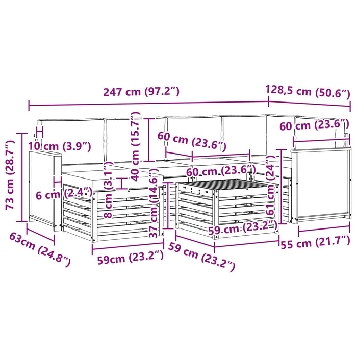 Set canapea sectională cu pernă 6 pcs Natural și Antracit WALTI